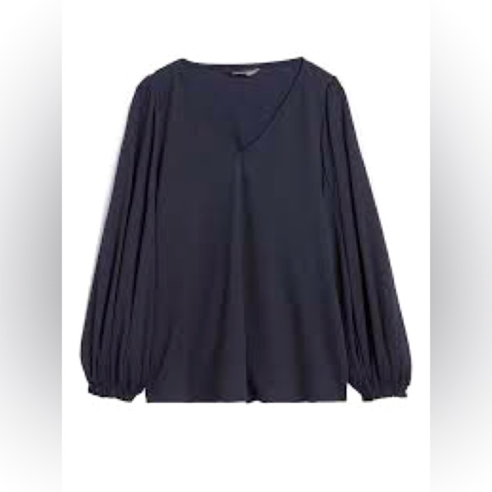 Banana Republic XS peasant style blouse navy blue